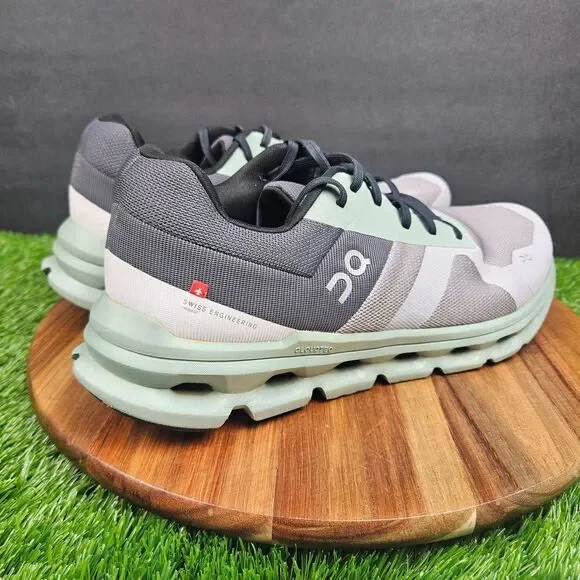 On Cloudrunner Running Shoes Mens Size 12.5 Gray Green Mesh Lightweight Cushion On Men main image 4